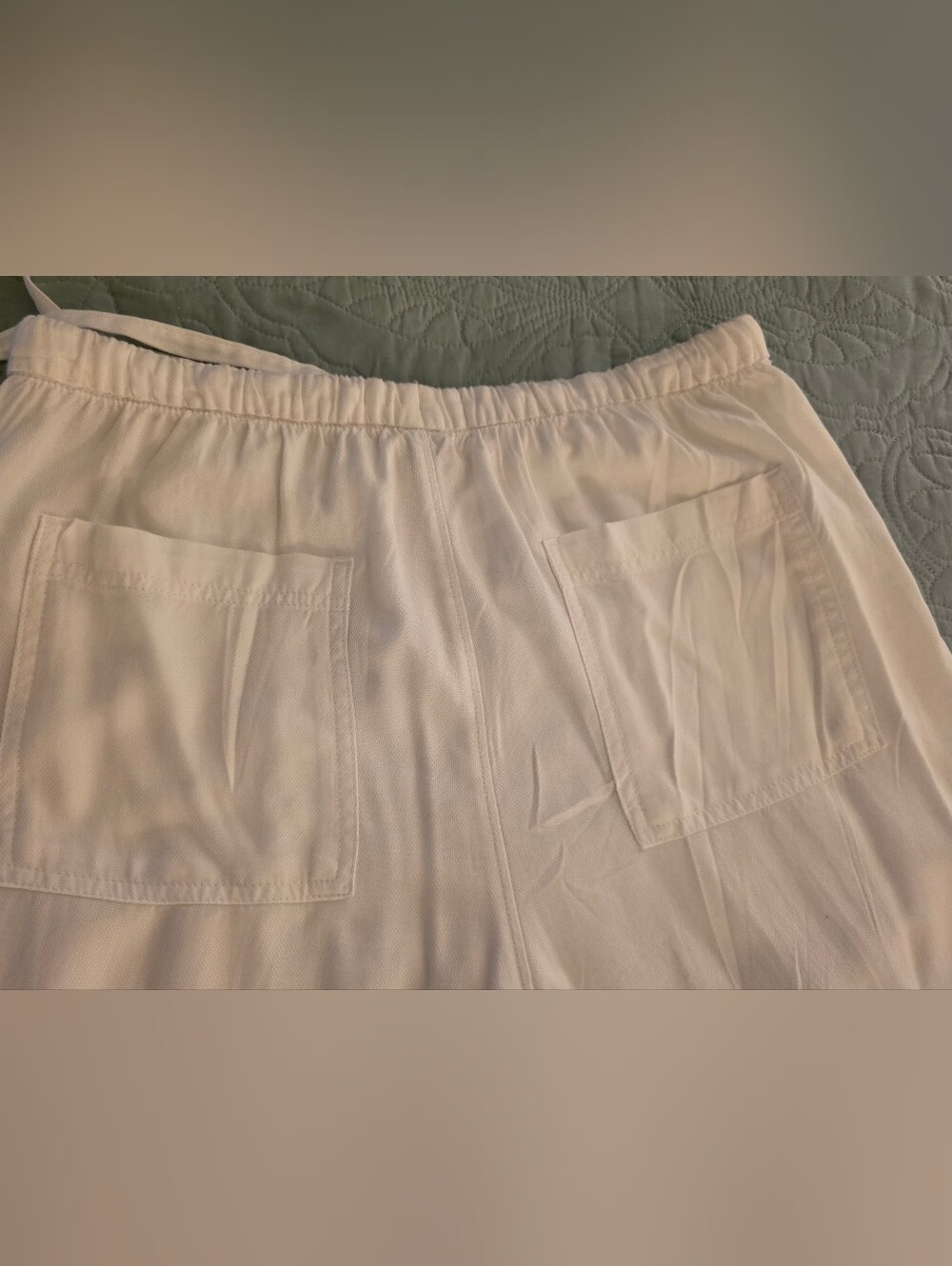 White Wide-Leg Drawstring Pants - Picture 9 of 11